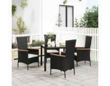 vidaXL Garden Chairs with Cushions 4 pcs Poly Rattan Black