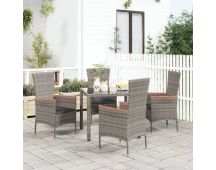 vidaXL Garden Chairs with Cushions 4 pcs Poly Rattan Grey