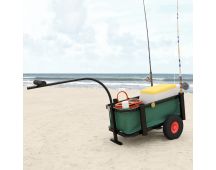 vidaXL Fishing Trolley with Bag Black Steel