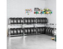 vidaXL 2-Layer Tire Racks 4 pcs Silver 110x40x110 cm Steel