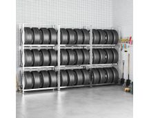 vidaXL 3-Layer Tire Racks 3 pcs Silver 110x40x200 cm Steel