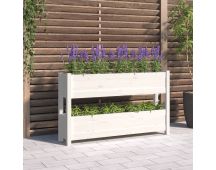 vidaXL Planter White 112x25x66 cm Solid Wood Pine