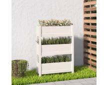 vidaXL Planter White 77x25x104.5 cm Solid Wood Pine