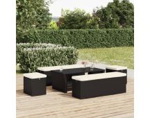 vidaXL Ottomans with Cushions 2 pcs Black 40x30x40 cm Poly Rattan