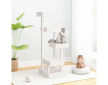 vidaXL Cat Tree White 45.5x49x103 cm Solid Wood Pine