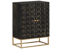 vidaXL Sideboard Black 55x34x75 cm Solid Wood Mango and Iron