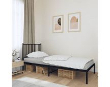 vidaXL Metal Bed Frame with Headboard Black 92x187 cm Single