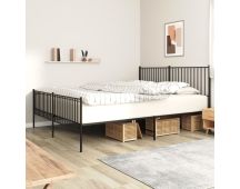 vidaXL Metal Bed Frame with Headboard and Footboard Black 183x203 cm King