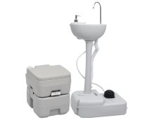 vidaXL Portable Camping Toilet and Handwash Stand Set