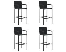 vidaXL Bar Stools 4 pcs Black Poly Rattan