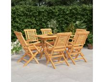 vidaXL 7 Piece Garden Dining Set Solid Wood Teak