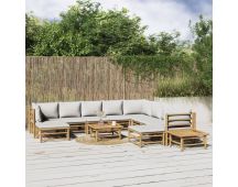 vidaXL 12 Piece Garden Lounge Set with Light Grey Cushions Bamboo