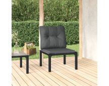 vidaXL Garden Chair with Cushions Black and Grey Poly Rattan