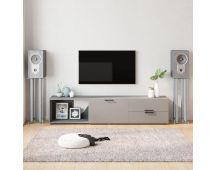 vidaXL Speaker Stands 2pcs Silver Tempered Glass 4 Pillars Design