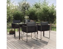 vidaXL 5 Piece Garden Dining Set Black