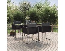 vidaXL 5 Piece Garden Dining Set Black