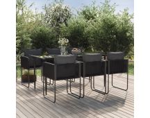 vidaXL 7 Piece Garden Dining Set Black