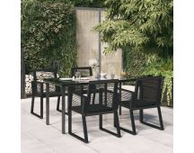 vidaXL 5 Piece Garden Dining Set Black PVC Rattan