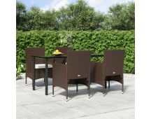 vidaXL 5 Piece Garden Dining Set with Cushions Brown and Black