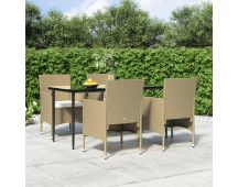 vidaXL 5 Piece Garden Dining Set with Cushions Beige and Black