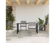 vidaXL 5 Piece Garden Dining Set Grey Poly Rattan