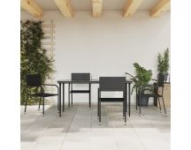 vidaXL 5 Piece Garden Dining Set Black Poly Rattan