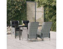 vidaXL 5 Piece Garden Dining Set Light Grey Poly Rattan