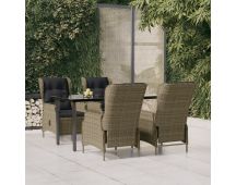 vidaXL 5 Piece Garden Dining Set Brown Poly Rattan