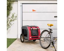 vidaXL Dog Bike Trailer Red and Grey Oxford Fabric and Iron