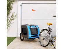 vidaXL Dog Bike Trailer Blue and Grey Oxford Fabric and Iron