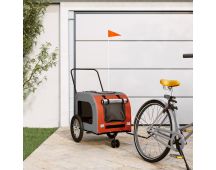 vidaXL Dog Bike Trailer Orange and Grey Oxford Fabric and Iron