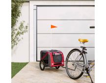 vidaXL Dog Bike Trailer Red and Grey Oxford Fabric and Iron