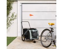 vidaXL Dog Bike Trailer Grey and Black Oxford Fabric and Iron