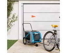 vidaXL Dog Bike Trailer Blue and Grey Oxford Fabric and Iron