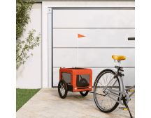 vidaXL Dog Bike Trailer Orange and Black Oxford Fabric and Iron