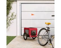 vidaXL Dog Bike Trailer Red and Black Oxford Fabric and Iron