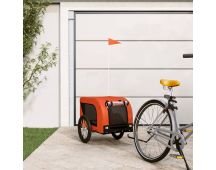 vidaXL Dog Bike Trailer Orange and Black Oxford Fabric and Iron