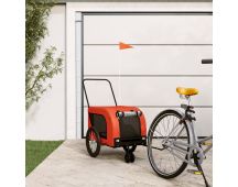 vidaXL Dog Bike Trailer Orange and Black Oxford Fabric and Iron