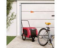 vidaXL Dog Bike Trailer Red and Black Oxford Fabric and Iron