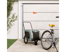 vidaXL Dog Bike Trailer Grey and Black Oxford Fabric and Iron