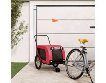 vidaXL Dog Bike Trailer Red and Black Oxford Fabric and Iron