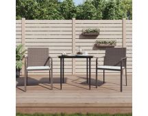 vidaXL Garden Chairs with Cushions 2 pcs Brown 56x59x84 cm Poly Rattan