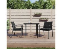 vidaXL Garden Chairs with Cushions 2 pcs Black 56.5x57x83 cm Poly Rattan