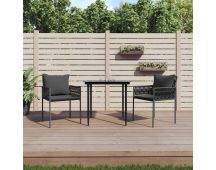 vidaXL Garden Chairs with Cushions 2 pcs Black 54x61x83 cm Poly Rattan