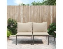 vidaXL Garden Middle Sofas with Cushions 2 pcs Grey Poly Rattan