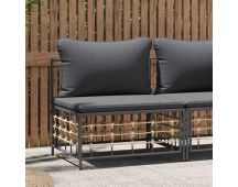 vidaXL Garden Middle Sofa with Dark Grey Cushions Poly Rattan