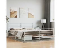 vidaXL Metal Bed Frame with Headboard and Footboard White 183x203 cm King