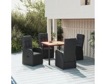 vidaXL 5 Piece Garden Dining Set with Cushions Grey Poly Rattan