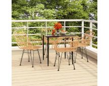 vidaXL 5 Piece Garden Dining Set Poly Rattan