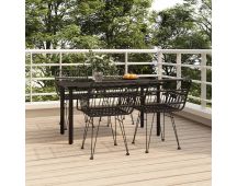 vidaXL 5 Piece Garden Dining Set Black Poly Rattan